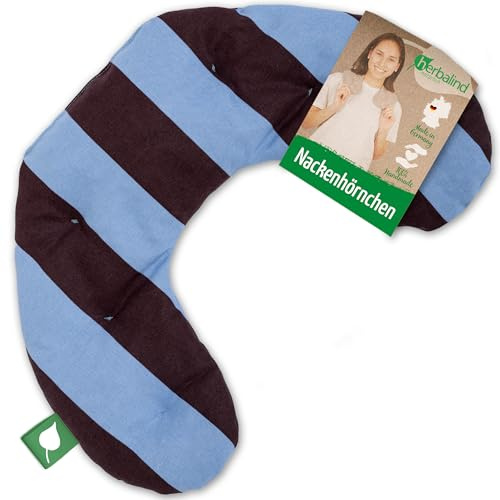 HERBALIND Kirschkernkissen Nackenhörnchen 30x40 cm STRIP– 700gr Kirschkern, 100% Baumwolle – Natürliches Wärmekissen Mikrowelle & Backofen – Handmade in Germany
