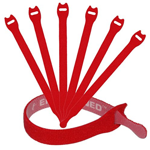 Reusable Cable Ties 1/2 x 8 for Cable Management and Organizing Cords - 30 Pack Bundled with 2 Bonus Cinch Straps (Red)