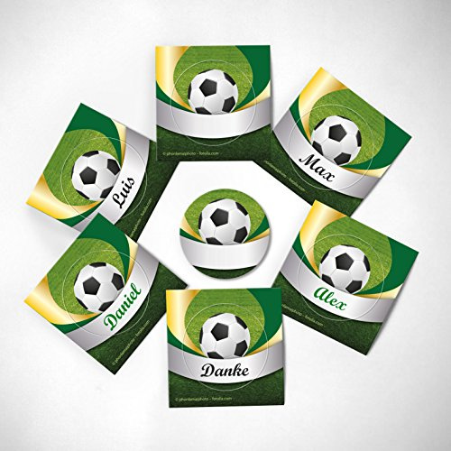 JuNa-Experten 30 Aufkleber/Etiketten Fußball Fussbal für Partytüten, Geschenktüten oder als Namensschilder verwendbar (30 Aufkleber)