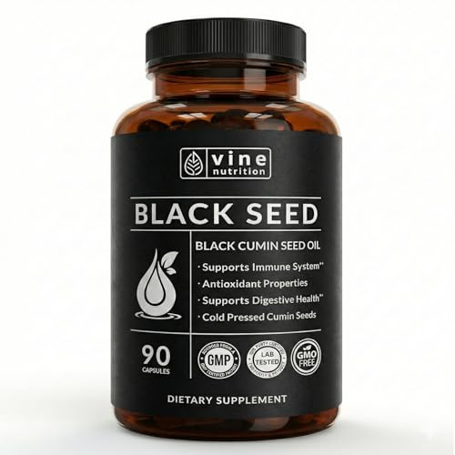 Vine Nutrition Black Seed Oil Capsules – 500 mg Cold-Pressed Nigella Sativa – Immune, Joint & Heart Health Support – Natural Antioxidant & Anti-Inflammatory – Non-GMO, Made in USA, GMP Certified