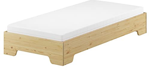 Erst-Holz®Einzelbett schmal Gästebett 80x200 Massivholz Kiefer Matratze Rollrost 60.56-08M