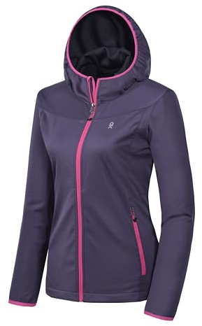 Little Donkey Andy - Veste coupe softshell légère à capuche pour femme pour course à pied, voyage, randonnée, coupe-vent et imperméable - Violet - Taille XS
