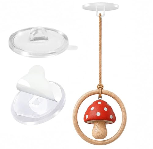 KLEBESHOP24 Deckenhaken selbstklebend transparent 20 Stück | Klebehaken mit Öse zum Aufhängen von Preisschildern, Deko und leichten Elementen