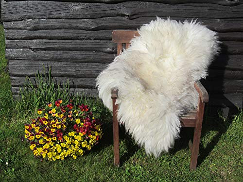 Echtes Öko Merino Schaffell Lammfell Fell weiß-grau ökologische Gerbung (130-140 cm)