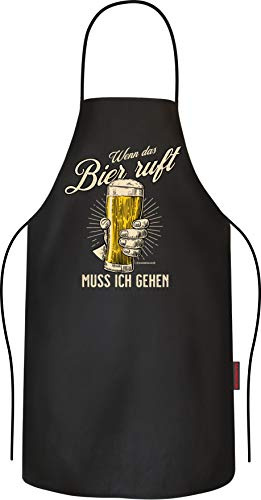 RAHMENLOS Grillschürze Kochschürze Küchenschürze als Geschenk für Männer: Wenn das Bier ruft - reine Baumwolle
