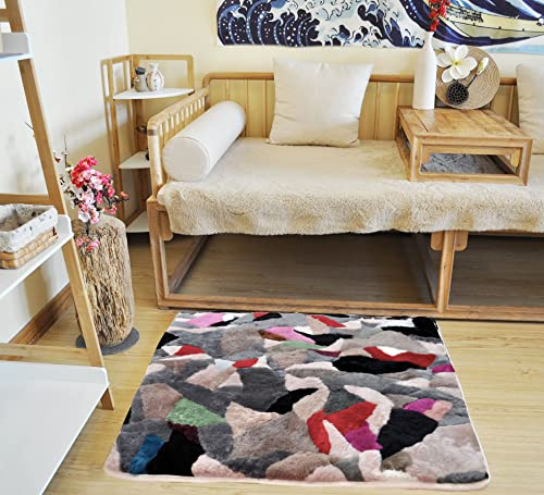 PoBoo Alfombra de Piel de Oveja, acogedora Alfombra de Piel de Cordero, Manta de Piel de Oveja aut¨¦ntica, Alfombra de Piel de Lujo para Dormitorio y Sala de Estar