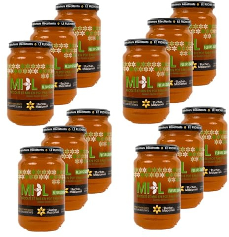Lot 12x Miel de Fleurs Sauvages - Monts du Lyonnais - Rhône Alpes - Le Rucher de Macameli - pot 500g