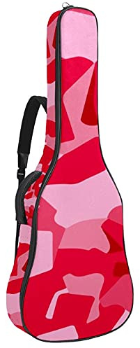 42 Zoll Gitarrentasche Gitarrentasche Rucksack für E-Gitarre, Akustik-Bass, Konzertgitarre, Ukulele, Mandoline Pink Camo Military