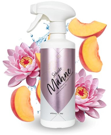 whinny X bay Mähnenspray Schweifspray Schicke Mähne - nachhaltiger Pflegeeffekt, seidiger Glanz & bessere Kämmbarkeit - exotischer Duft Pfirsich & Wasserlilie 500 ml