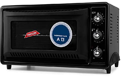 Forno elettrico da tavolo. Capacità: 39 litri. Selettore di temperatura. Timer fino a 90 minuti. NERO ROSTICO