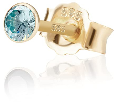 NKlaus Einzel 3,5mm 585 Gelb Gold 14 K Ohrstecker Drittohrstecker, Ersatzohrstecker Einzelohrstecker Zirkon Amethyst Butterfly Verschluss Damen Mädchen