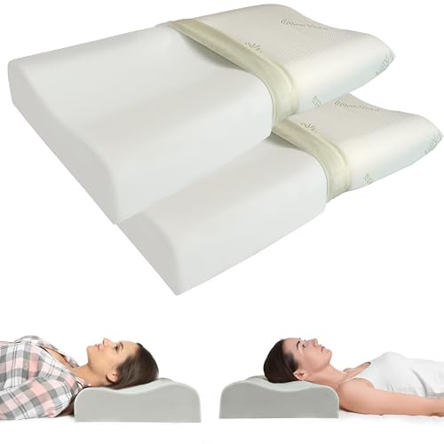Orthopädische Kissen mit doppelter Welle, aus Memory-Schaum, 72 x 42 cm, H10/12 zum guten Schlafen. 100 % Made in Italy. Abnehmbarer und waschbarer Bezug, hypoallergen und milbendicht