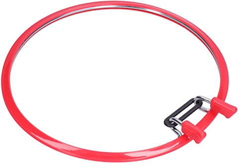Stickring, Roter Stickrahmen mit Federtyp Nähen Kreis Cross Kreuzstichrahmen Stitch Embroidery Hoop für DIY Stickerei Kunsthandwerk Handliches Nähen(22cm)
