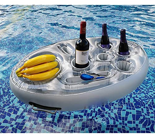 Joyivike Poolbar Aufblasbar Pool Aufblasbarer Getränkehalter Mit 8 Löcher, Getränke Und Snackhalter - Schwimmender Bierhalter - Große Kapazität Getränkehalter Schwimmend Für Pool & Wasser-Spaß