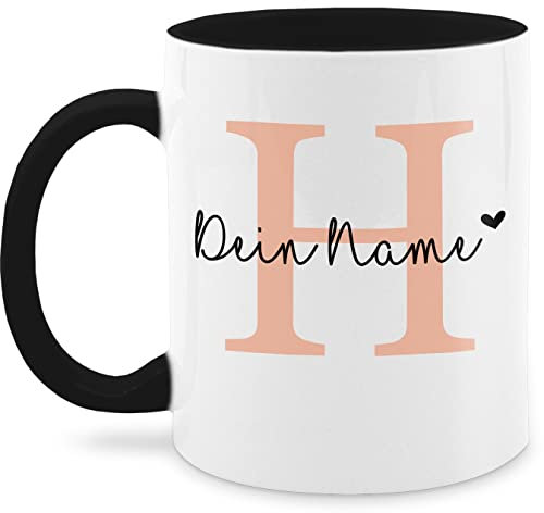 Tasse Tassen 325ml - Anfangsbuchstabe personalisiert mit Name I Buchstaben Geschenk Initialen - 325 ml - Schwarz - buchstabentasse buchstabe glühweintassen personalized coffee mug personalisierte
