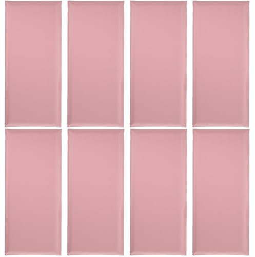 Warmhm 8pcs Anti-Collision Wall Paddings 3D Self- Adhesive Wall Panels Baby Nursery Decor Padded Cushions for Kids Anti-Collision Sticker Foam Mats for Playroom (Pink, 20×50CM)