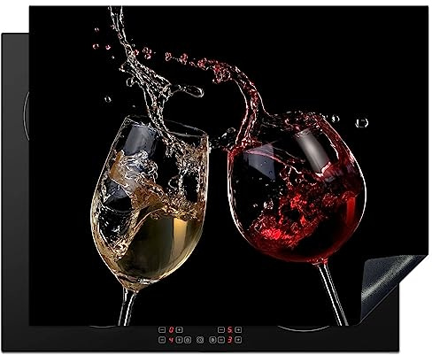 KitchenYeah© Copri Piano Cottura Induzione Coprifornelli Fornello Proteggi | 65x52 cm - Tutto per la Cucina Fornelli Vino rosso - Vino bianco - Vetro - Nero