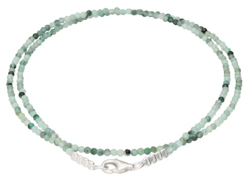Lebensquelle Plus Edelstein Kette 2 mm facettiert mit 925 Silberverschluss | 45 cm Halskette aus Naturstein – handgefertigt, filigran & elegant | Kristall Schmuck