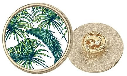 Green Sky Happy Art Deco Brosche, rund, Metall, goldfarben, M