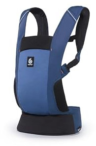 Ergobaby Away Babytrage, Reisetrage für Babys und Kleinkinder (5,4-15,9 kg), 2-Positionen Bauchtrage Rückentrage Baby Tragetasche, Midnight Blue