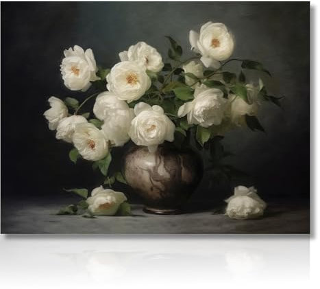 NymphFable Dazzlewall Wandbilder Vintage Weiß Blume Bauernhaus Ölgemälde Boho Rustikale Leinwand Bilder für Schlafzimmer Wohnzimmer Deko 30x40 cm Ohne Rahmen