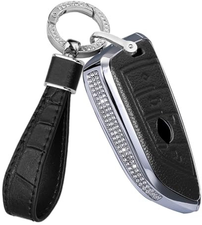 ontto Autoschlüssel Hülle Cover Passt für BMW BMW X1 X3 X5 X6 X7 G20 G30 G01 G02 G05 G06 G11 G32 1er 3er 5er 7er M5 F90 Schlüsselhülle Metall Leder Schlüsselbox Schlüsselanhänger 4 Tasten-B Schwarz