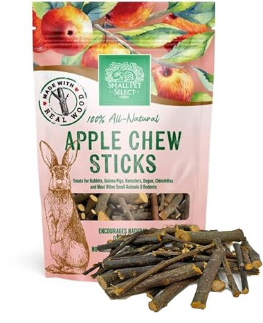 Small Pet Select Natural Apple Chew Sticks (Gnaw) for Rabbits, Guinea Pigs, Hamsters, Gerbils, Mice, Rats & Chinchillas, 80g