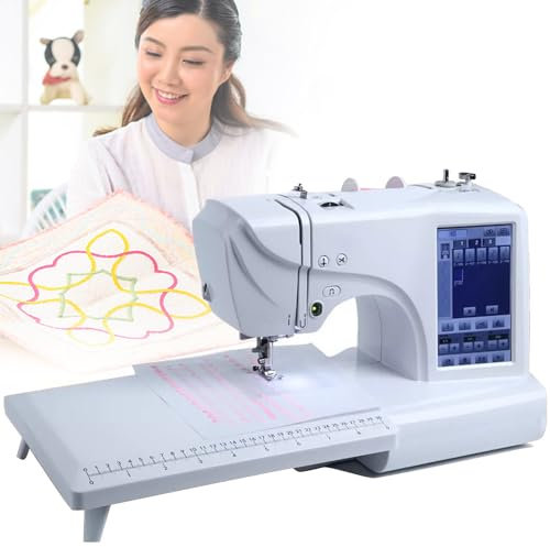 Qiang Macchina per Cucire E Ricamare Digitale Computerizzata con Schermo LCD 7'' E Porta USB 158 Disegni Incorporati 210 Lettere Integrate E 30 Bordi con Motivi 100 * 230Mm Ampia Area di Ricamo