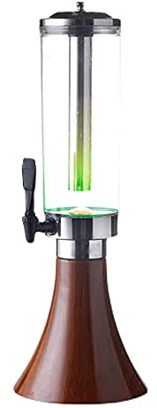 Dispensador de torre de cerveza, dispensador de cerveza de barril frío de 3 litros, con tubo de hielo extraíble de acero inoxidable y luces LED, fácil de limpiar, para bar, fiestas en casa, restaurant
