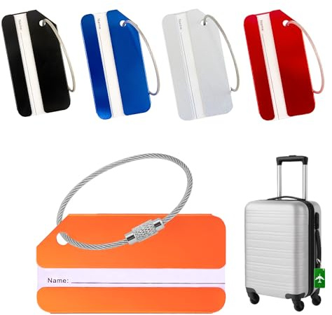 YEibi Identificador de maletas, Pack de 6 Etiquetas Para Maletas de Viaje de Aluminio con Privacidad, Etiqueta Equipaje Resistente para Viajar Seguro para Maletas, Mochilas y Bolsos
