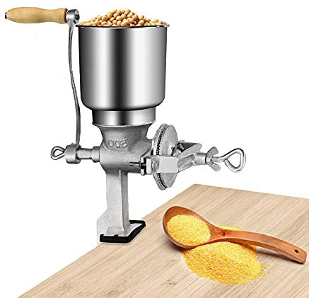 GLJTUO Hand Crank Grain Mill,Manual Mill Food Grinder,Crank Grains Oats Corn Wheat Coffee Nuts Malt Grinder,Cast Iron Mill Grinder For Grinding Tool,Fineness Adjustable,0.5Kg/Min