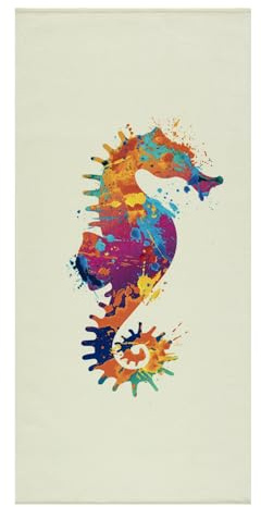 Maisonette Strandtuch 100% Baumwolle Groß - Reise Strandlaken Schnelltrocknend - Strandbadetuch Leicht Für Damen und Herren (75x150 cm), Seahorse