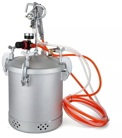 Pistolet à peinture 10 l - Réservoir sous pression - Pot de peinture à l'air - Avec buse de 3 mm et 2 tuyaux - Réservoir d'impression de couleur de 45 à 60 PSI - Pour peinture industrielle commerciale