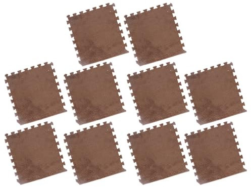 Greensen 10 STK. Plüsch Schaumstoff Puzzlematte, Anti-Rutsch Flauschige Fliesen, Eva Schaumstoff und Plüsch Spielmatte für Schlafzimmer, Spielzimmer, Kinderzimmer 31 x 30 cm (Kaffee)