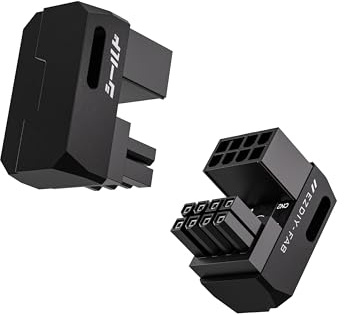 EZDIY-FAB Shield Series 8-Pin PCIe GPU Power Adapter,180-Grad-U-Turn Abgewinkelter Anschluss,Aluminium Design für Grafikkarten-Reverse Typ,Schwarz-2 Pack