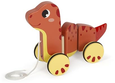 small foot Nachziehtier „Dino“, Nachziehspielzeug aus FSC 100%-zertifiziertem Holz, für Kinder ab 12 Monaten, 12613