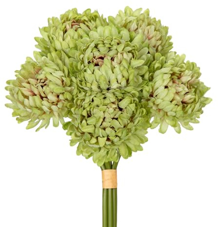 Arborus 18 Stück Künstlich Zweige mit Blumen 25 Kunstblumen Chrysantheme | Grün Kunstpflanzen wie Echt Unechte Blumen Hochzeit Esstisch Nachttisch Deko im Modern Rustikal Zimmer Büro Hotel Restaurant
