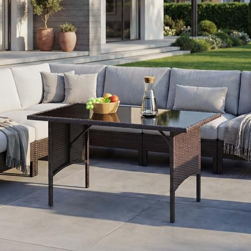 Mendler Poly-Rattan Esstisch HWC-G16AM Gastronomie 112x60cm - braun
