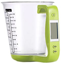 Electronic Kitchen Measuring Jug With Digital Scale - Multi Function Temperature Volume Cup With Detachable LCD Display in Green for Home Interior