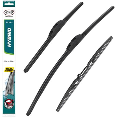 HEYNER® Scheibenwischer mit Heckwischer komp. mit FORD FIESTA I (05.1976-08.1983) HYBRID Flachbalkenwischer