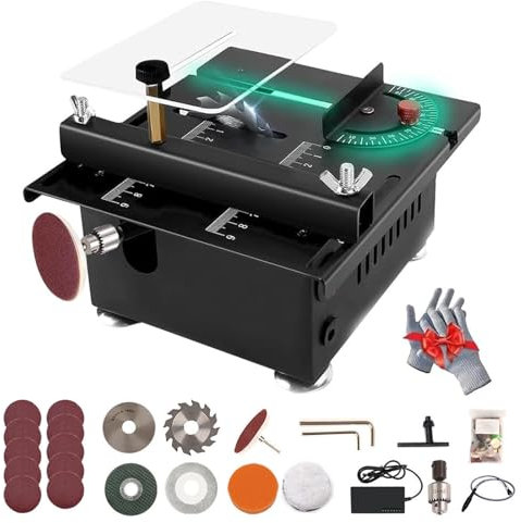 Mini Sierra De Mesa Para Manualidades, Mini Sierra De Mesa Multifuncional, Mini Sierra De Mesa De Sobremesa DIY Para Cortar Madera, Velocidad De Corte Y Ángulo Ajustable, 7 Velocidades Ajustables,05