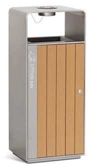 Shihan-2015 Poubelle Poubelle carrée en métal de 55l, Poubelle intérieure/extérieure avec Ouverture latérale, Poubelle Commerciale Domestique Moderne Extérieur