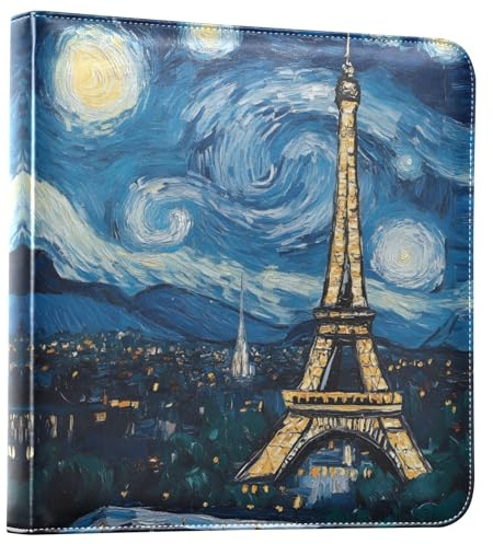 Fotoalbum Paris Eiffel Handtuch Blau Sternennacht PU-Leder 10 x 15 cm Fotoalbum Fotobuch Scrapbook Selbstklebendes Fotoalbum Buch für Abschlussfeier, Familie, Hochzeit
