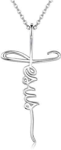 CUPENDA Jesuskreuzhalskette S925 Sterlingsilber Glaubenskreuzhalskette für Frauen Jesus religiöse Schmuckgeschenke für Christen