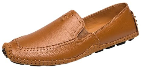 Four Seasons Mocassins style britannique doux pour homme Chaussures décontractées en cuir bicolore, marron, 38 2/3 EU