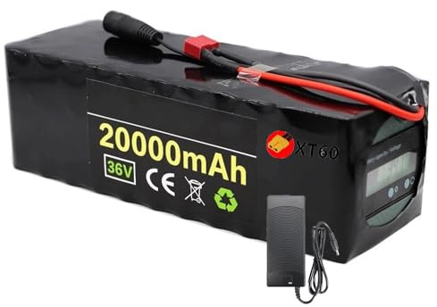 36V 20Ah Ebike-Akkupack Scooter-Akku für E-Bike 10S4P Elektrofahrrad-Batterie wasserdichter PVC Roller mit Ladegerät 42V 2A XT60/T Plug