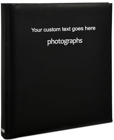 Arpan Personalised Text Photo Album with Memo Area, Slip-In Case, Book-bound, Holds 200 Photos 10x15cm/6x4 inch (Black)