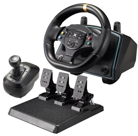 DOYO Gaming Steering Wheel with Pedals and Shifter, 1080° Racing Wheel, Hall Effect Pedals, Vibration Feedback, Paddle Shifters, Steering Wheel for PC/Xbox One/Xbox Series X/PS3/Switch - Plug & Play
