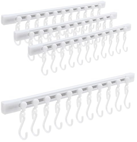 FUYAHA Kitchen Utensil Hanging Rack - Hooks for Kitchen Utensils, No Drilling Wall Mounted Utensils Holder, Kitchen Rail Rack with 10 Hooks Hanger for Bedroom Bathroom (Pack of 4)