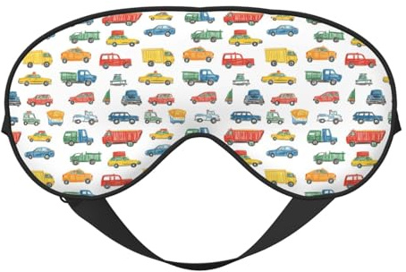 Máscara de sueño para los ojos para hombres y mujeres, diseño de coche de boceto colorido con hebilla ajustable, máscara de sueño opaca y cómoda para hombres y mujeres - Diadema divertida para los